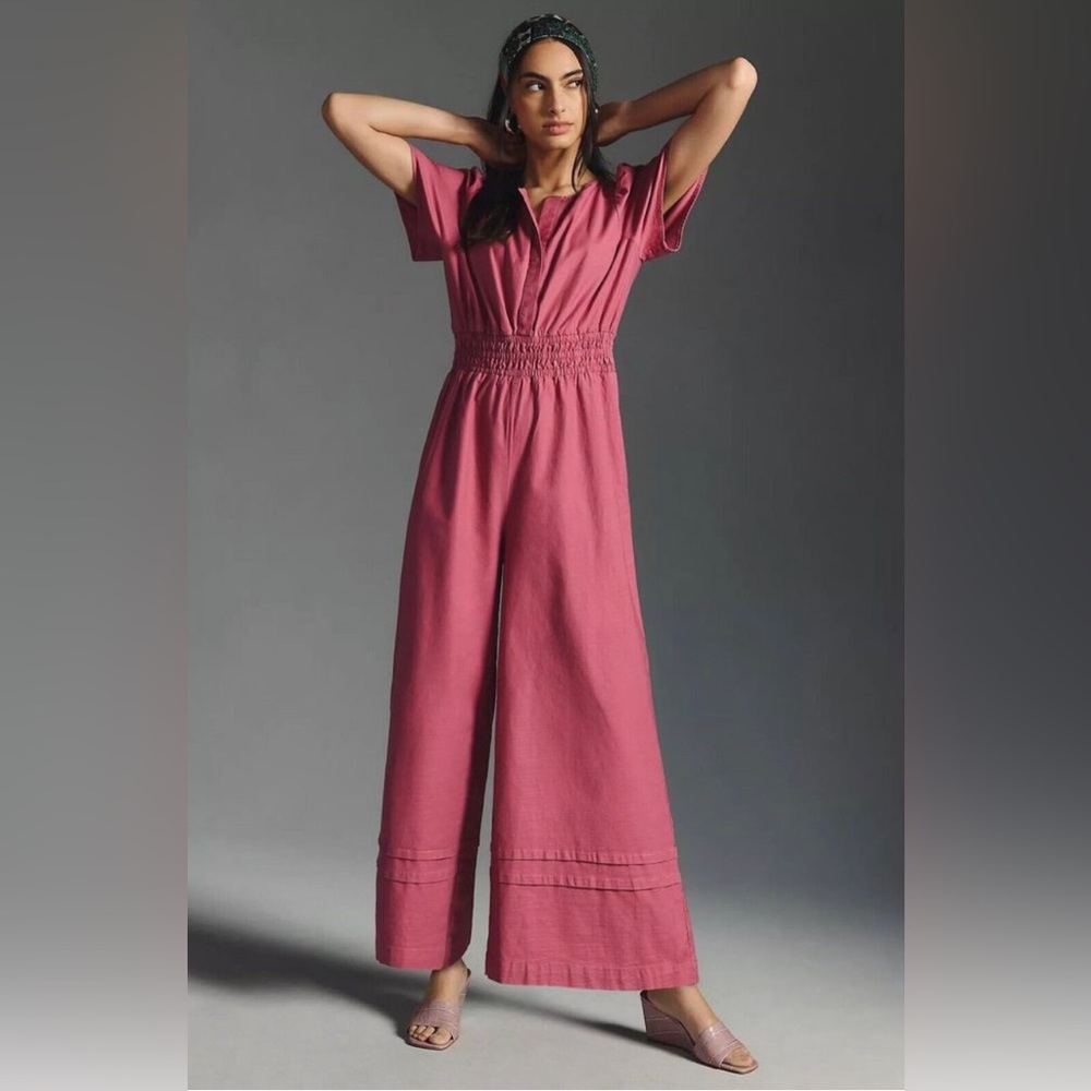 New Anthropologie The Somerset Jumpsuit Linen Edition Size Small